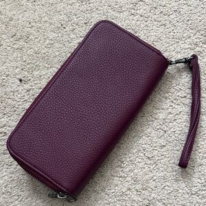 Burgundy Leather Wristlet Wallet